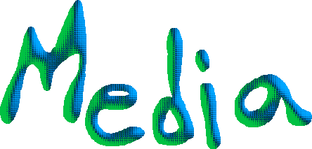 textured green and blue text reading 'Media'